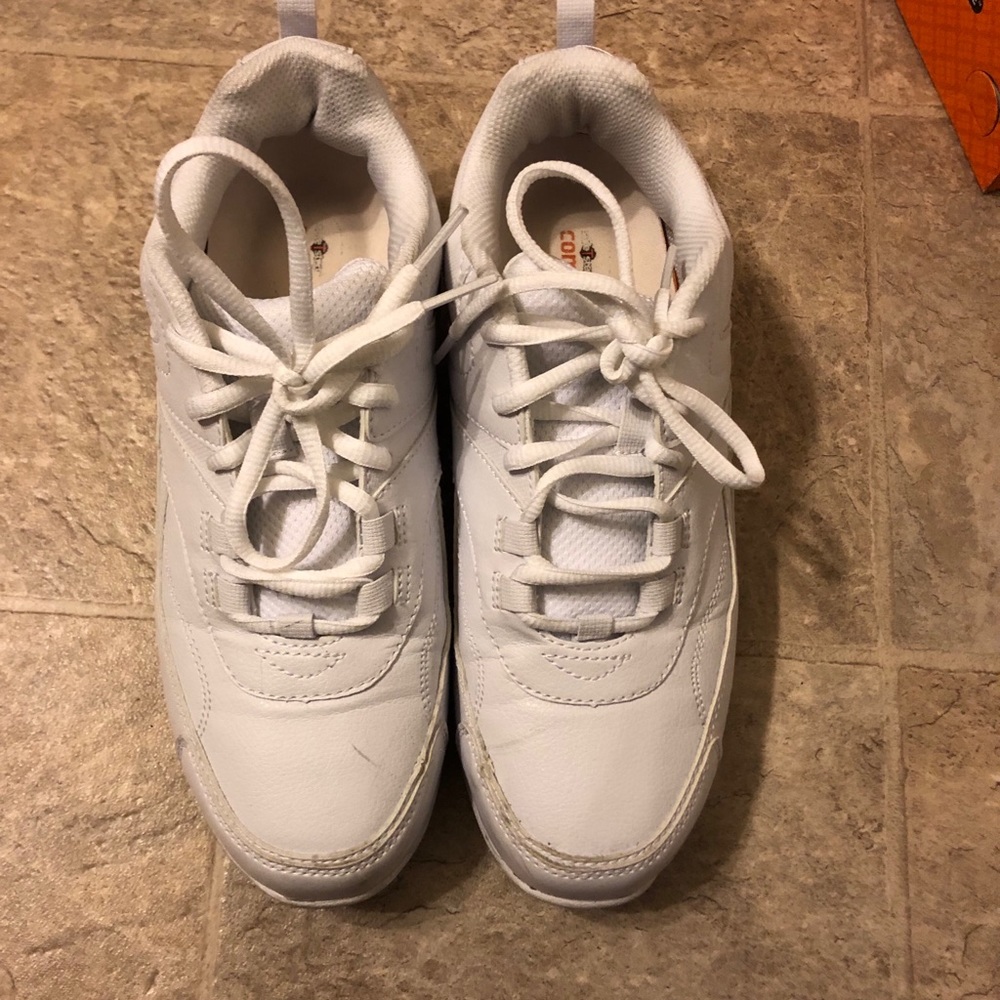 All white safe step sneakers
